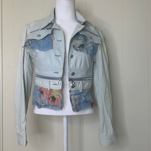 Dior Jackets & Blazers - Christian Dior Light Blue Denim Jacket w/ Floral